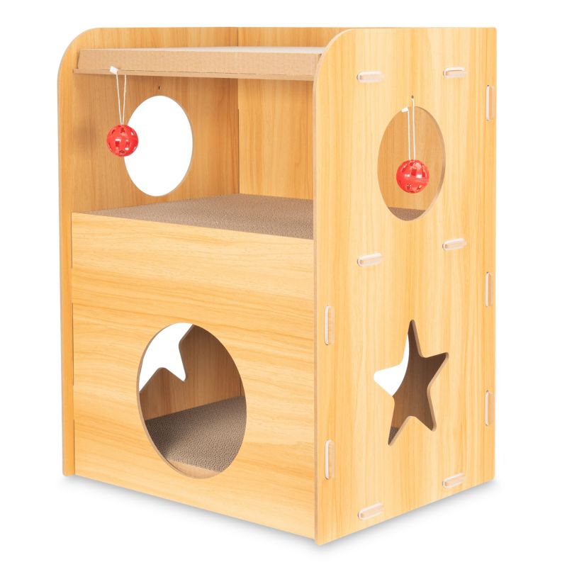 Drapaka dla kota COIL domek piętrowy legowisko z zabawką 43x34x55cm 1 szt.