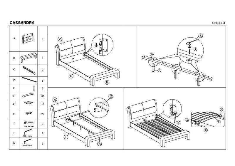 Łóżko Halmar Cassandra 120x200 białe/czarne 1 szt