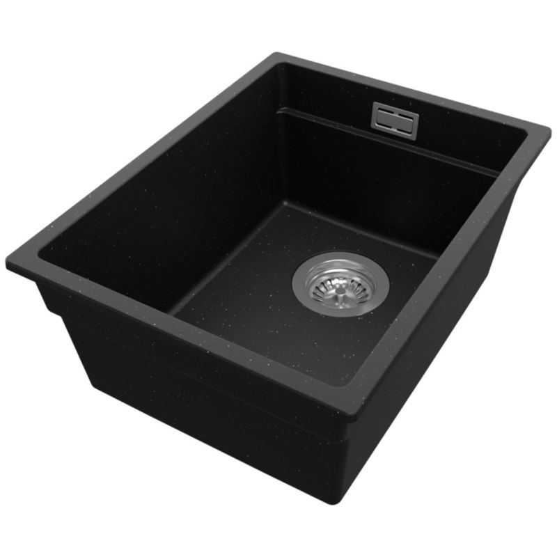 Zlewozmywak Praga Slim PRIMAGRAN Nablatowy 36x47cm do szafki od 40cm z Syfonem Czarny Metalik 1 szt.