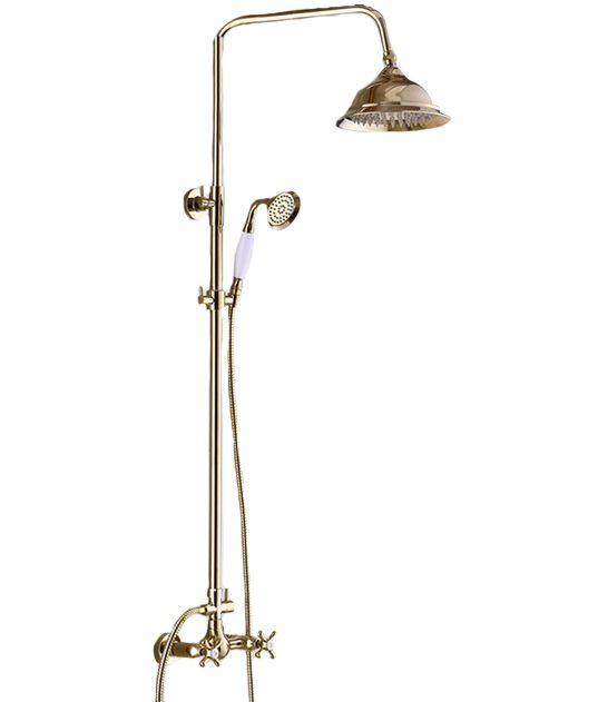 Bateria prysznicowa Lauferi ISARA mosiężna z dzeszczownicą złota retro 1 szt.