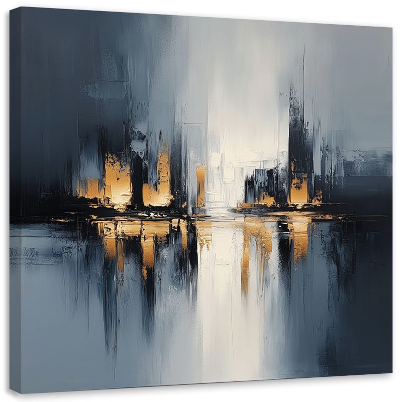 Obraz do salonu sypialni loft Feeby Abstrakcja szary pomarańczowy 40x40cm 1szt