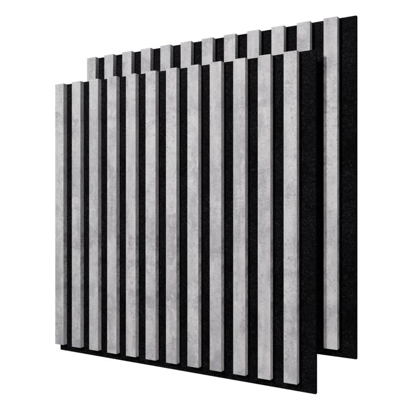 Lamele ścienne na czarnym filcu Stegu Linea Acoustic Proline, szare 60,5X60,5 panele akustyczne zestaw 2 szt.