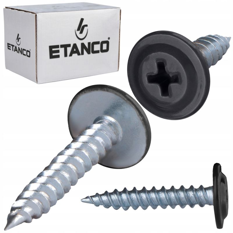 Wkręty Podkładkowe Do Drewna 4,2X 25 Mm Ral 9005 250 Szt. Etanco Gm-S