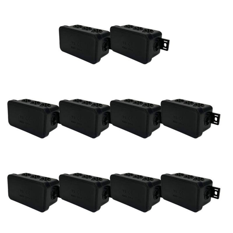 Puszka natynkowa EDO hermetyczna elastyczna 80x45x41mm 8-wlotowa, zamknięcie "na klik" IP54 czarna 10szt.