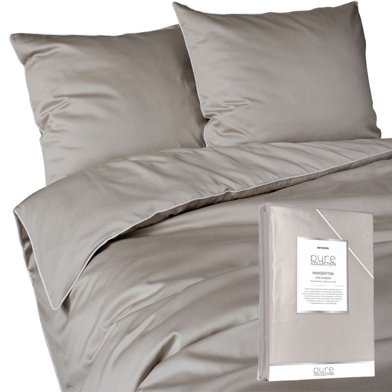 Pościel Detexpol Pure 180x200cm + 2x poszewka 70x80cm z bizą bawełna beżowa 1 kpl.