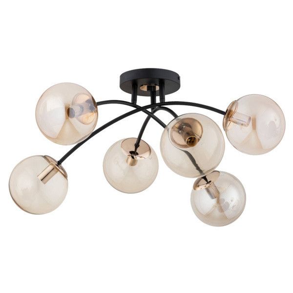 Lampa sufitowa wisząca Alfa Blasko 2530 czarno-złota nowoczesna 6xE14 x 10W 1 szt.
