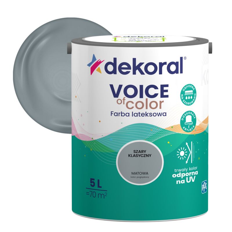 Farba kolorowa Dekoral Voice of Color szary klasyczny 5 l