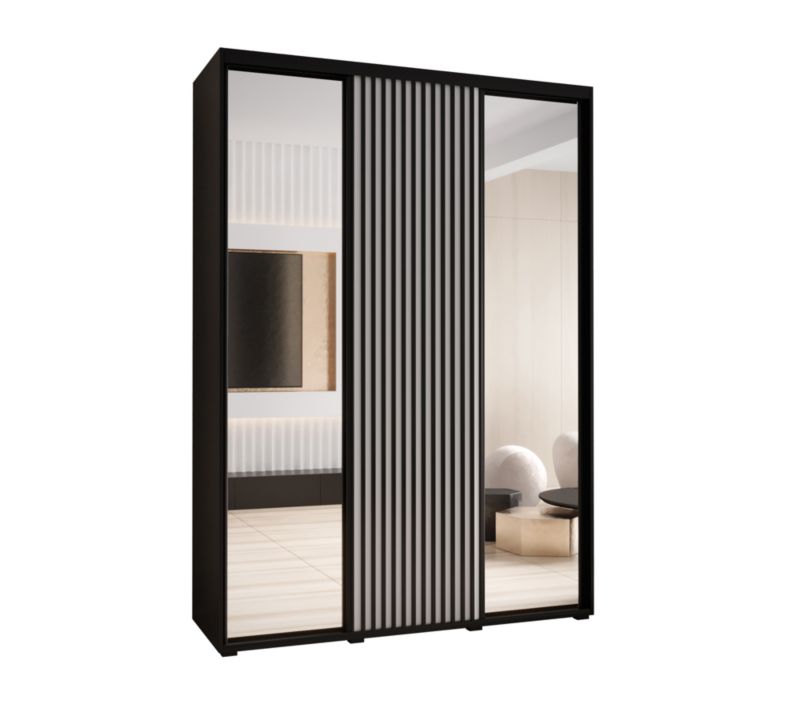 Szafa przesuwna Garderoba Abiks LANKO 2 170 gł. 45 czarny/biały 1 szt.