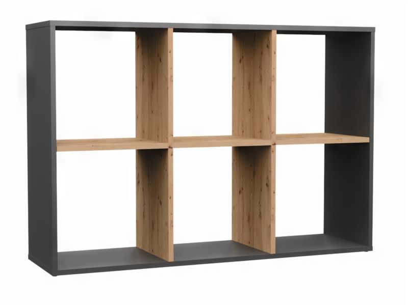 Regał Topeshop Malax 2X3 Antracyt Dąb Artisan 30x75x110 cm 1 szt.