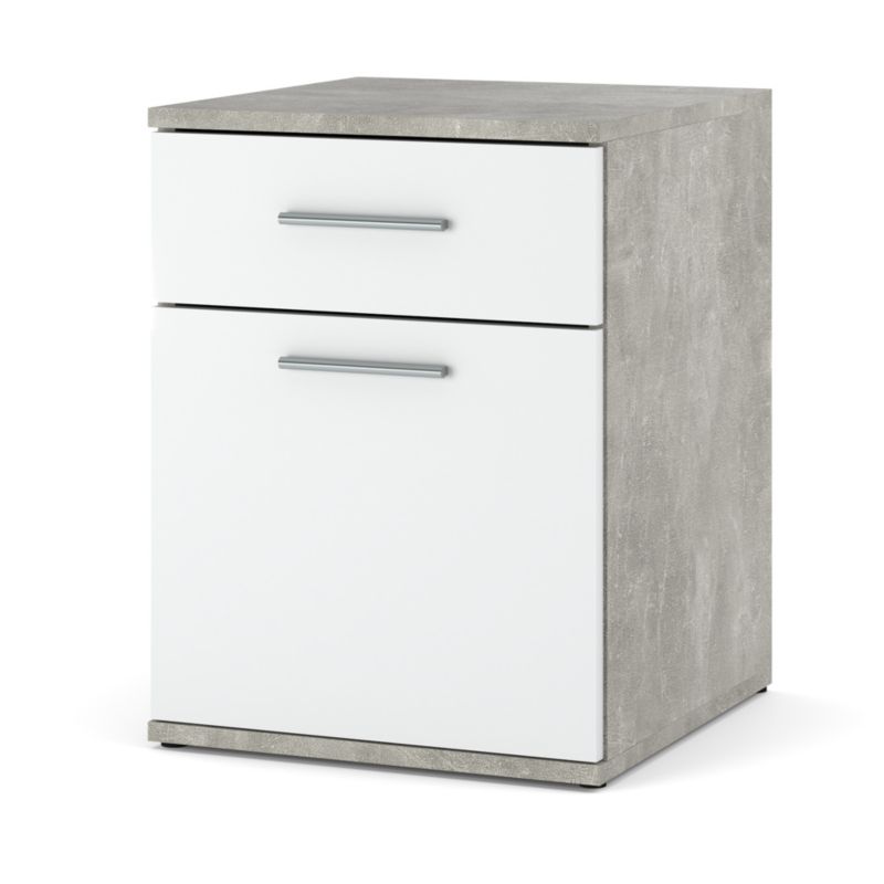 Szafka Nocna Hurtownia-Mebli Szuflady 1 Olga 40cm Beton Biały Mat 40x40.5x52 cm 1szt.