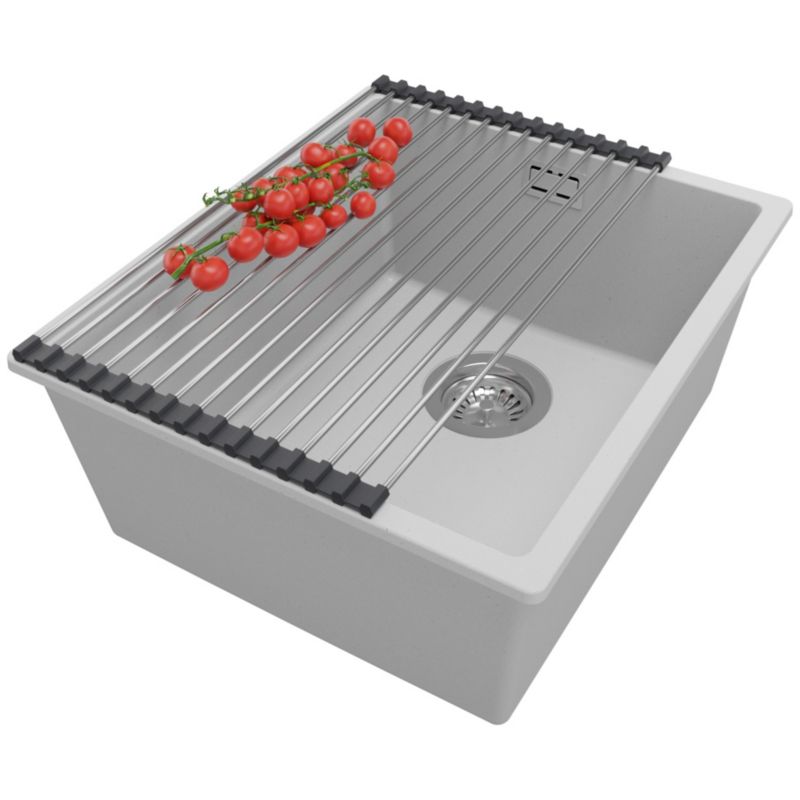 Zlewozmywak Londyn Slim PRIMAGRAN Nablatowy 41x47cm do szafki od 45cm z Syfonem i Dodatkiem Szary 1 szt.