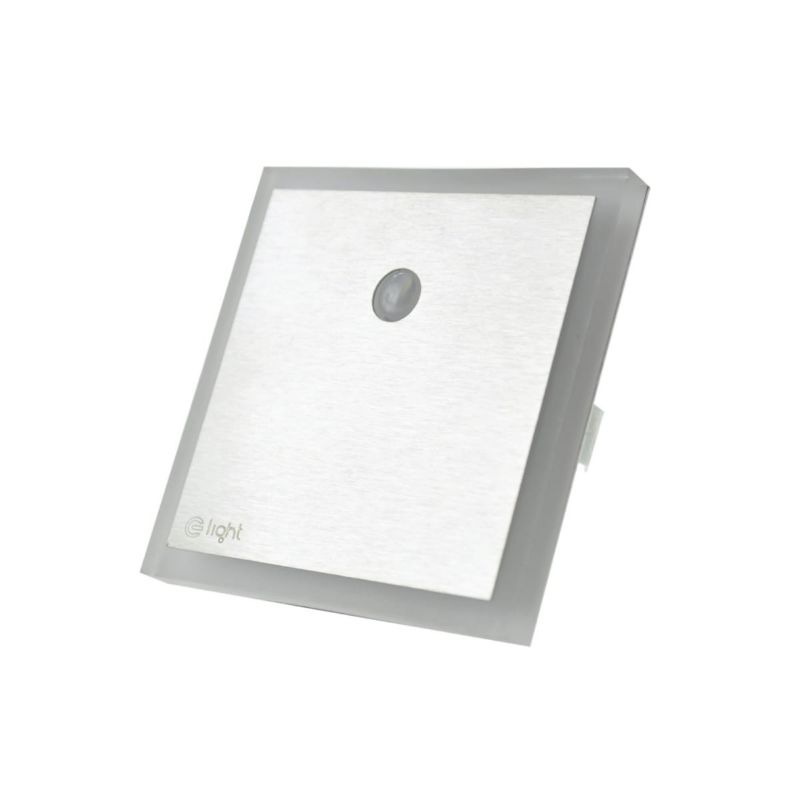 Oprawa schodowa Eko-Light Evo biało-srebrna LED 0.6W 4000K 14lm czujnik ruchu IP20 wym: 7,5 x 2,3 cm kwadratowa - 1 szt.