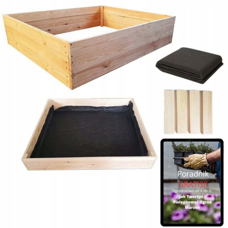 Warzywniak Drewniany 120x120 SunWood Skrzynia na Warzywa Inspekt Zielnik + PORADNIK 1 szt.