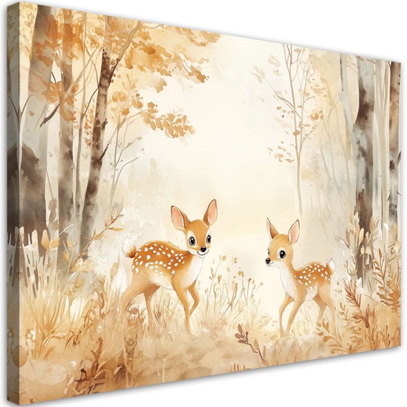 Obraz dla dzieci Feeby Jelonki Zwierzęta w lesie Beżowy 90x60cm 1szt