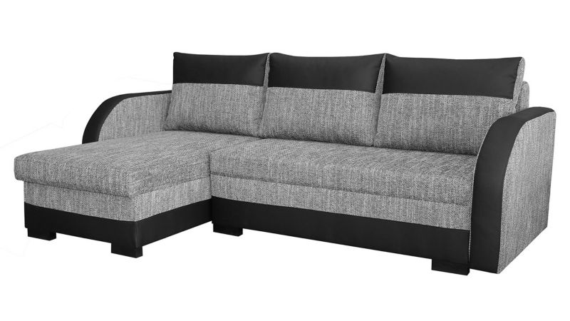 Narożnik z funkcją spania MIRJAN 24 Józef czarna ekoskóra/ciemnobeżowa plecionka 1 szt.