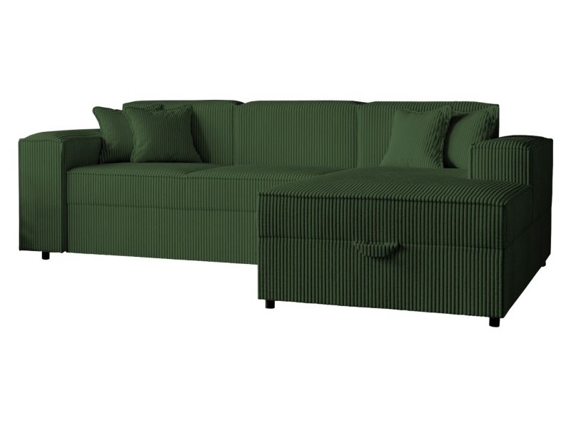 Narożnik z funkcją spania MIRJAN 24 Santos L Sztruks prawy ciemnozielony 1 szt.