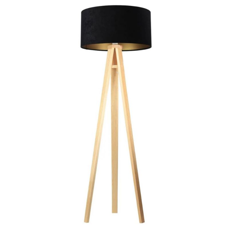 Lampa Bps Koncept stojąca HOME 50 czarna/złota/sosna 1 szt