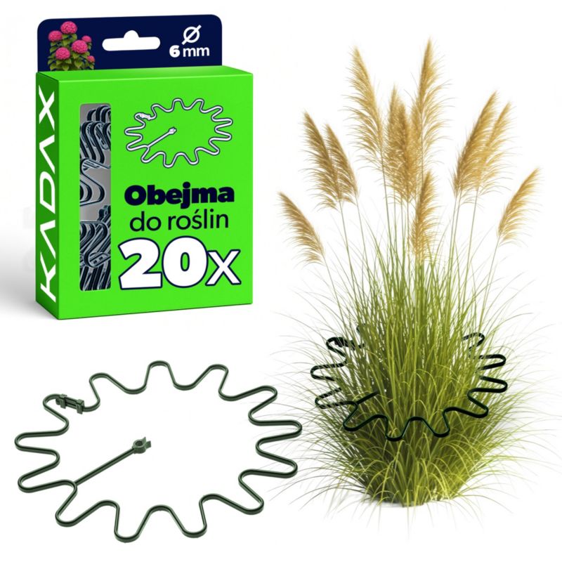 Obejma do roślin KADAX zielona fi6 komplet 20 szt.