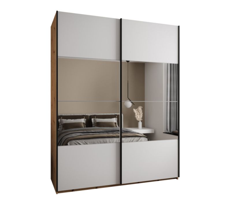 Szafa przesuwna Abiks LUX 4 wysoka szer.200cm artisan/biały/czarny 1szt.