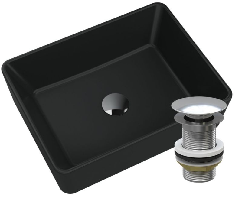 Umywalka Granitowa Nablatowa Granitan Merano Czarna Klik Klak 1szt.