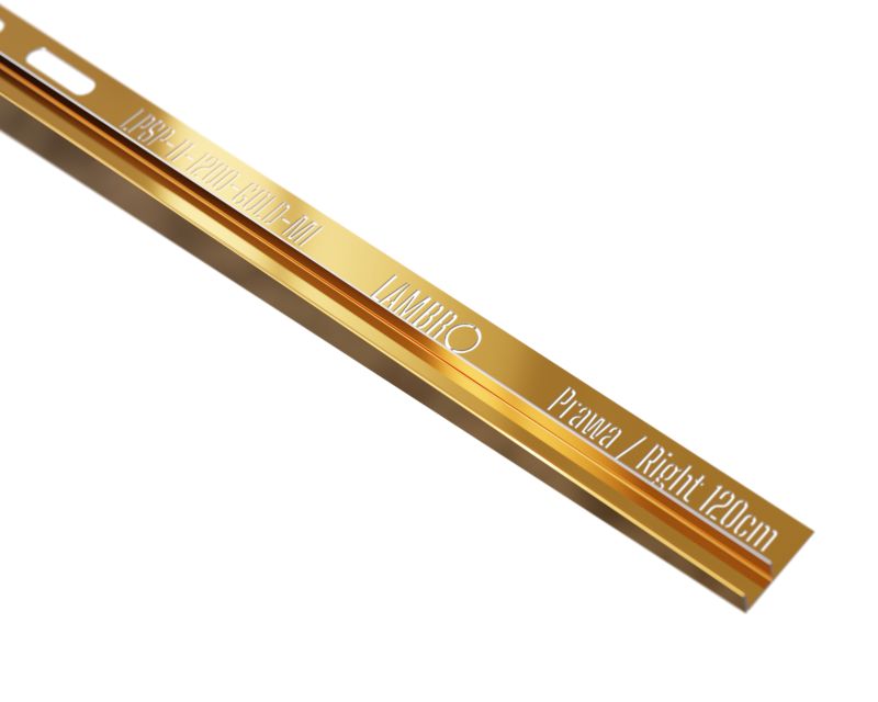 Listwa brodzikowa podłogowa spadkowa do szkła prawa LPS Lambro złoty połysk 120cm 1 szt.