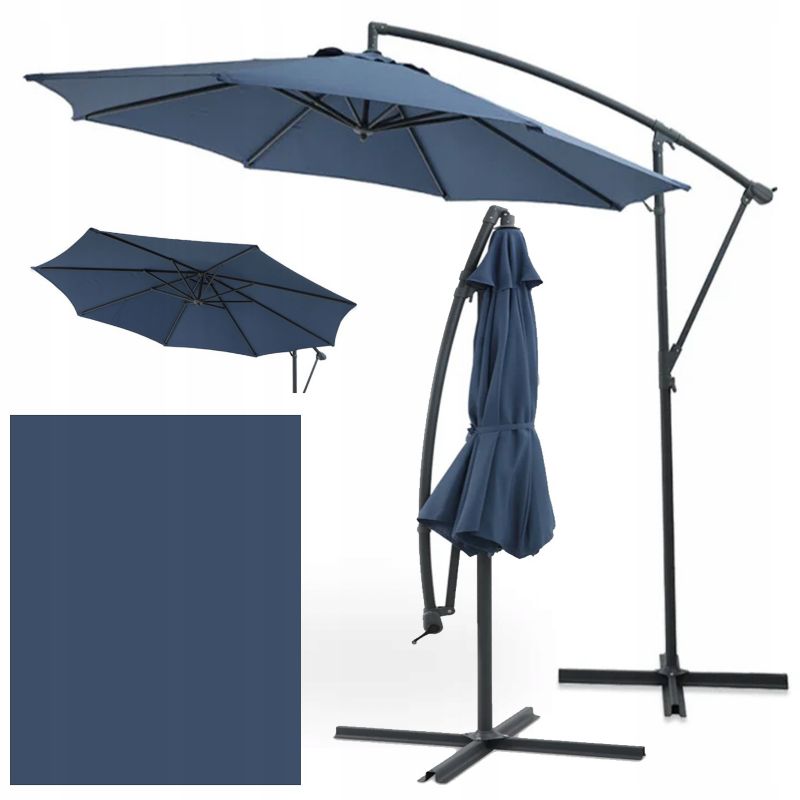 Parasol Ogrodowy Focus Garden Boczny Santorini z Wysięgnikiem Blue 3m 300cm - Wzmacniany 1 Szt