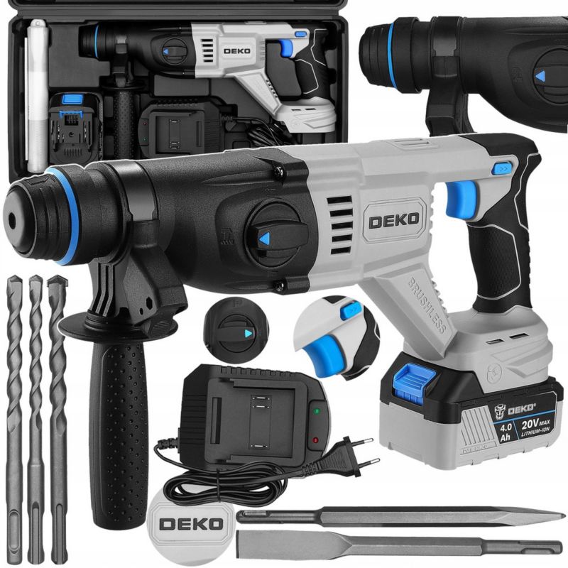 Młot udarowy młotowiertarka DEKO SDS Plus 3.2J 4Ah 20V 1 szt.