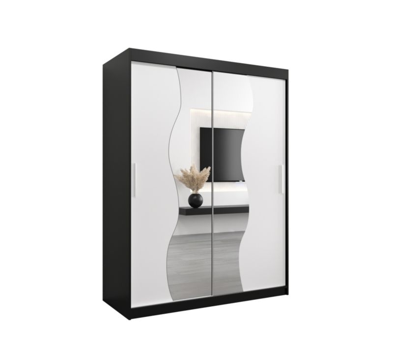 Szafa przesuwna Garderoba Abiks MADRYT 150 czarny mat + biały mat 1 szt.