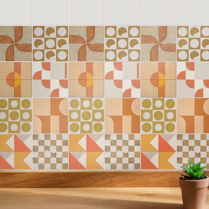 Samoprzylepna naklejka na kafle Wallfluent 10x10 cm Geometryczne kompozycje wodoodporne 24 szt.