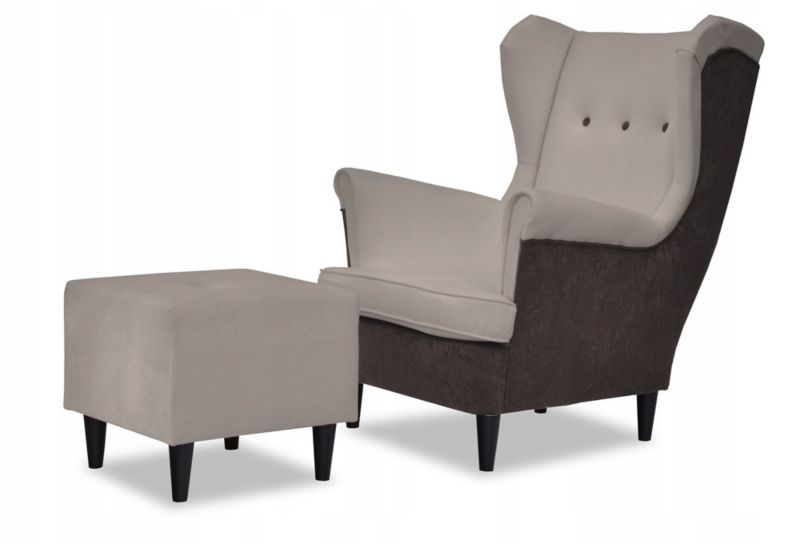 Fotel uszak do salonu z podnóżkiem Family Meble ARI kawa z mlekiem 1szt