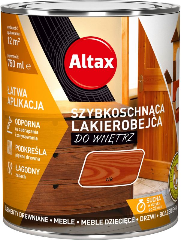 Lakierobejca szybkoschnąca do wnętrz Altax tik 0,75 l