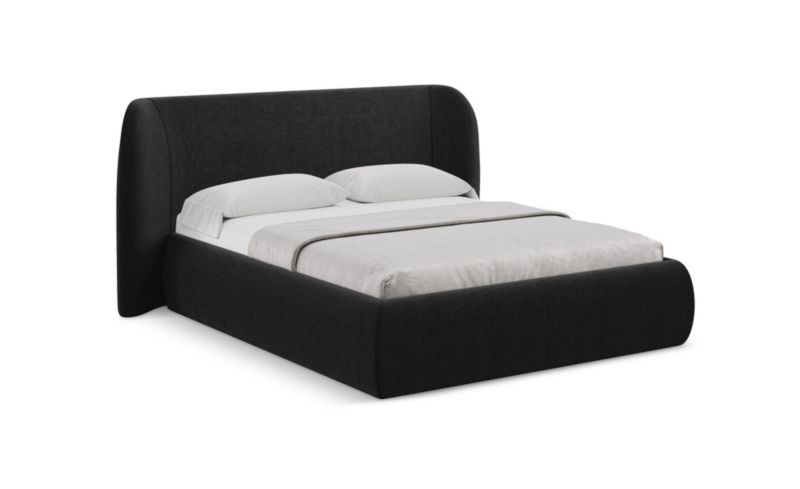 Łóżko LaMiaSofa Hauke z tkaniny szenilowej 140x200 czarny 1 szt.