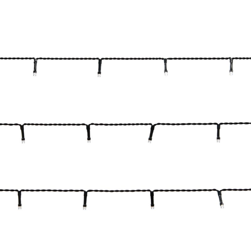 Lampki 50 LED na baterie barwa zimna biała zielony kabel