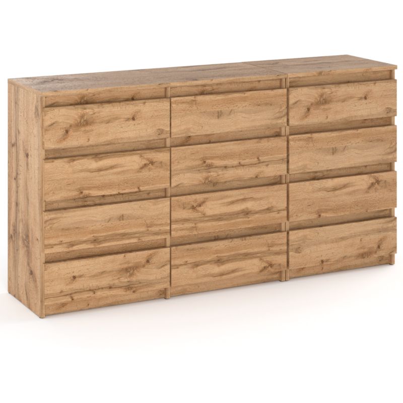 Duża Komoda Z 12 Szufladami Stiv-Meble Dąb Wotan Szafka Rtv 180X33.5X92,5 Cm 1 szt.