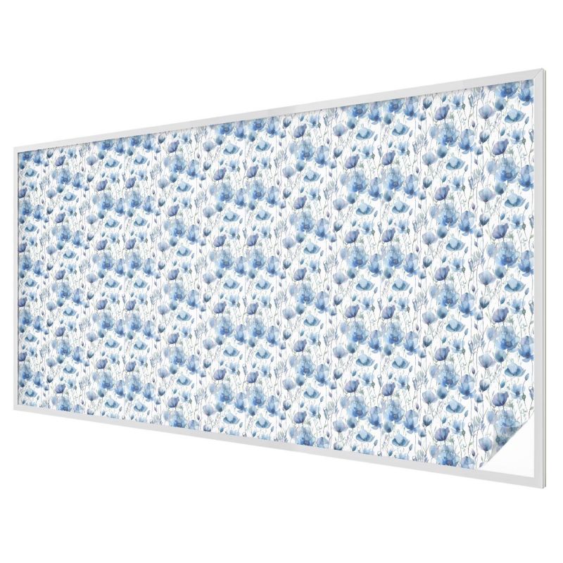 Witraż na Folii Samoprzylepnej Wallfluent 200x116 cm Folia Mrożona Dekoracyjna Niebieski wzór kwiatowy 1 rol.