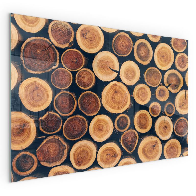 Szklana Podkładka Pod Kominek Prostokąt Wallfluent 100x70 cm Kompozycja z drewnianych fragmentów 1 szt.