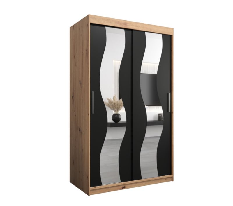 Szafa przesuwna Abiks SEWILLA 120 dąb artisan + czarny mat 1 szt.