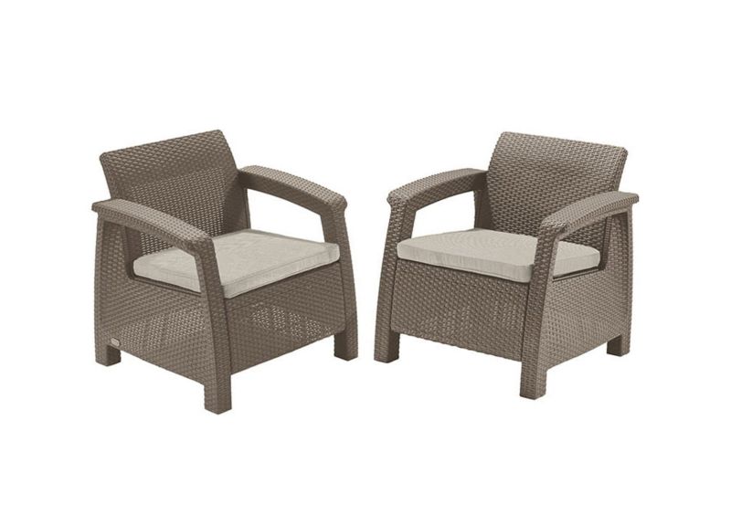 Fotel ogrodowy Keter Corfu Duo 2szt. w zestawie Cappucino, 1 kpl.