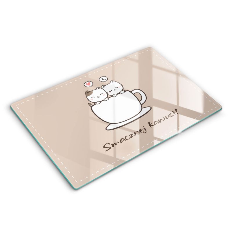 Szklana deska do krojenia Wallfluent 80x52 cm Motyw: Smacznej Kawusi 1 szt.
