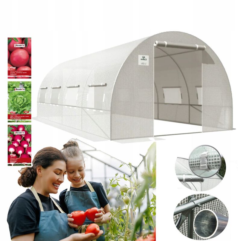 Tunel Ogrodowy Cultivo Foliowy Szklarnia 3x6x2 - 18m2 Podwójne Drzwi 1 szt
