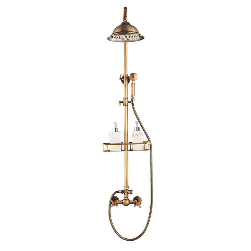 Bateria prysznicowa Lauferi AMONE z półką mosiężna szczotkowany mosiądz retro 1 szt.