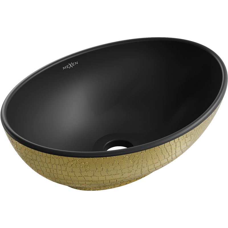 Umywalka nablatowa Mexen Elza czarny/złoty 40,5x33 cm 1 szt.