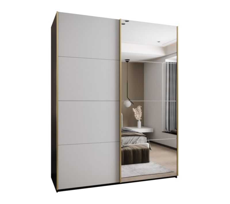 Szafa przesuwna Abiks LUX 3 wysoka szer.200cm czarny/biały/złoty 1szt.