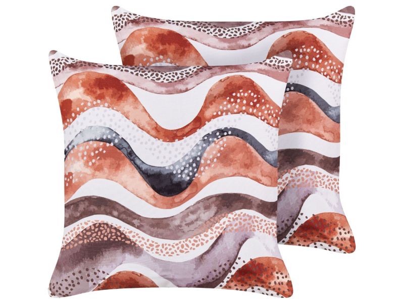 Zestaw 2 poduszek ogrodowych Wzór abstrakcyjny Seborga 45 x 45 cm Brązowy 1 par.