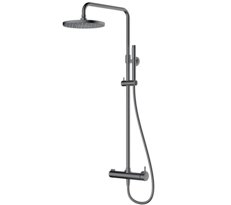 Zestaw prysznicowy Oltens Molle, grafitowy z deszczownicą, baterią i akcesoriami, 1 szt.