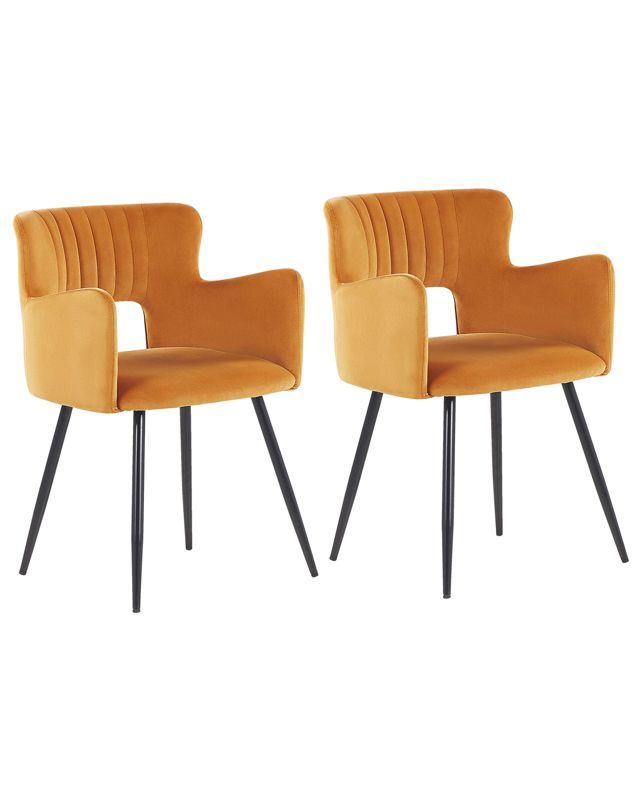 Zestaw 2 krzeseł do jadalni Sanilac Welur Pomarańczowy 1 par.