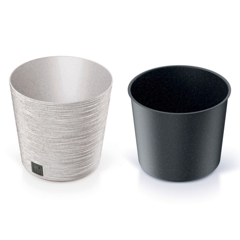 Doniczka EDANTI Ogrodowa 25 cm Okrągła Na Taras Do Domu ECO Wood Biały 1 szt.