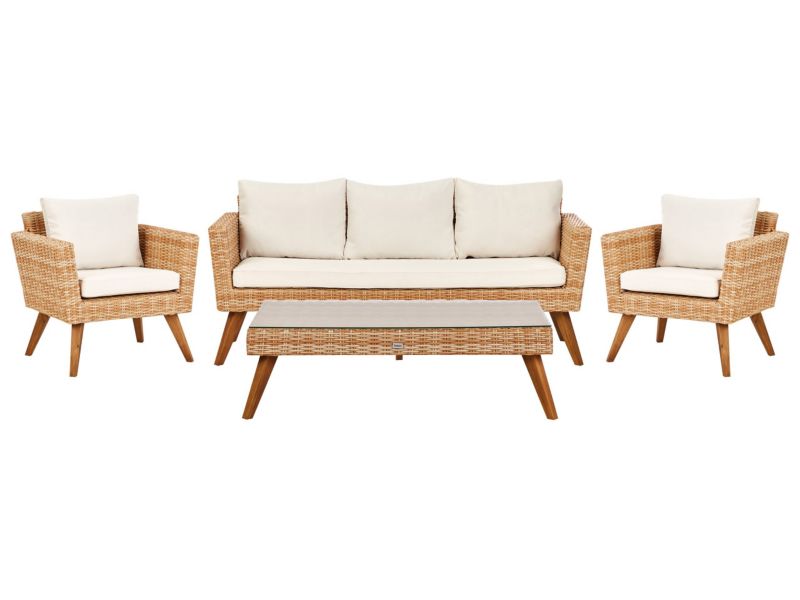 Zestaw ogrodowy ze stolikiem dla 5 osób Vittoria xl Technorattan Złamana biel 1 kpl