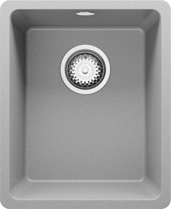 Zlewozmywak Wenecja Slim Easy PRIMAGRAN Nablatowy 36x44cm do szafki od 40cm, Szary + Syfon, S005, 1 szt.