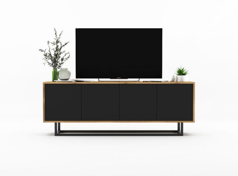 Szafka RTV Meble Lindner NILA 3 150 dąb wotan/grafit mat 1 szt.